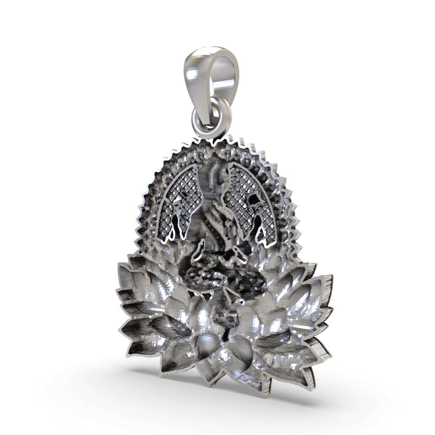 Lakshmi Maa Lotus Pendant in 925 Silver | Hindu Goddess of Wealth & Prosperity | Handmade Spiritual Jewelry