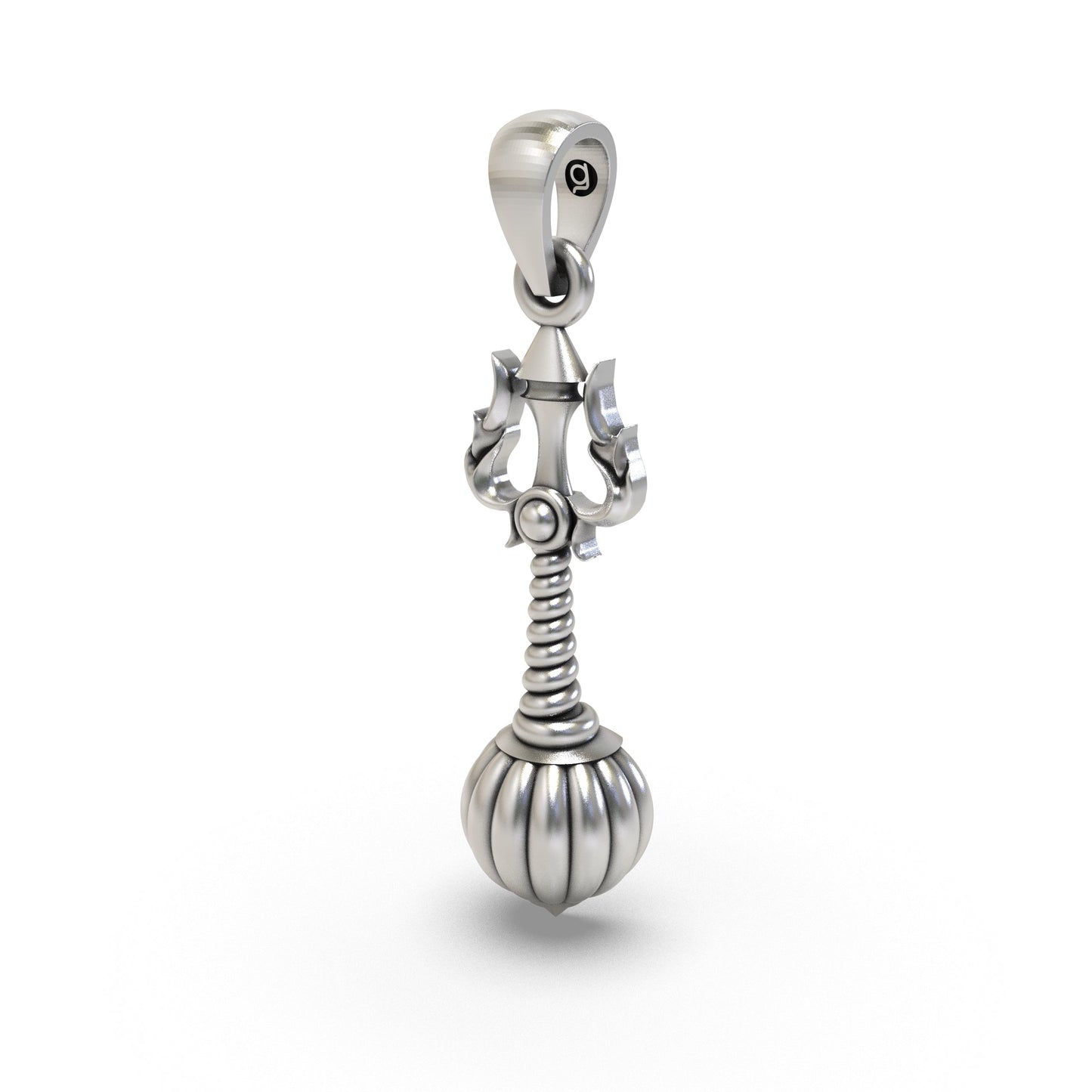 925 Sterling Silver Trishul Gada Pendant — Mahadev Spiritual Temple Jewellery