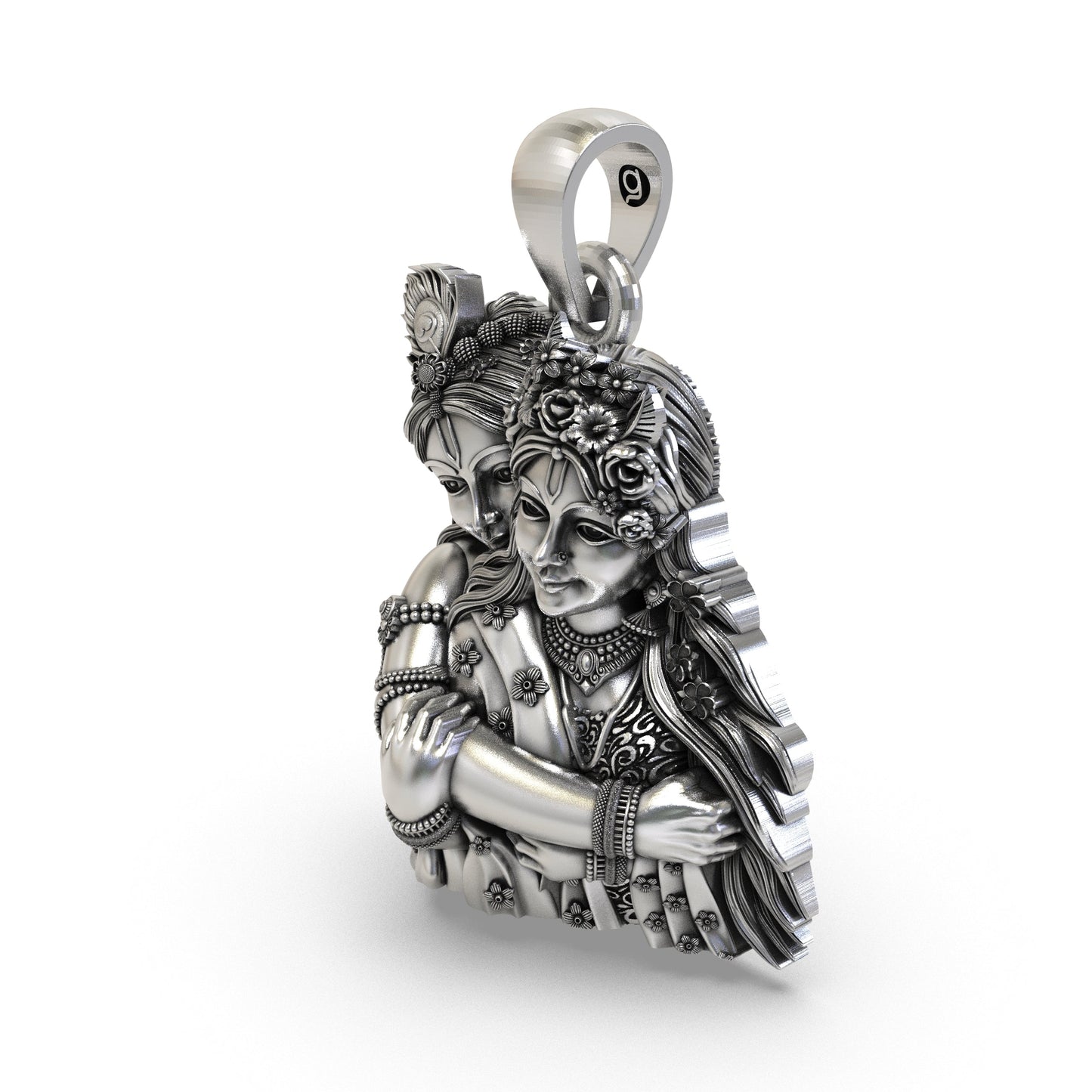 925 Sterling Silver Radha Krishna Embrace Pendant – Divine Love Vrindavan Idol Necklace, Handcrafted Spiritual Jewelry Gift for Men & Women