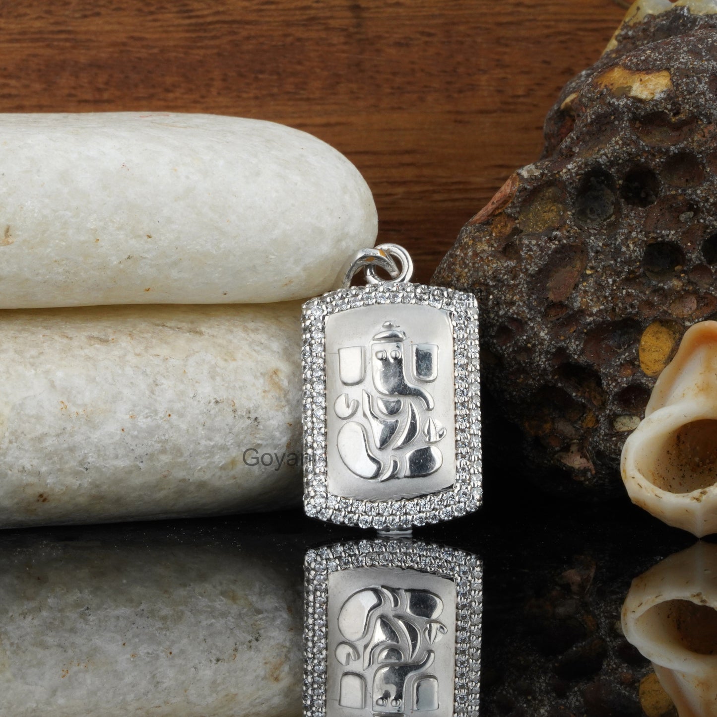 925 Silver Diamond Ganesh Pendant – Handmade Ganesha Necklace | Hindu God Jewelry | Spiritual Gift | Daily Wear & Festive Pendant