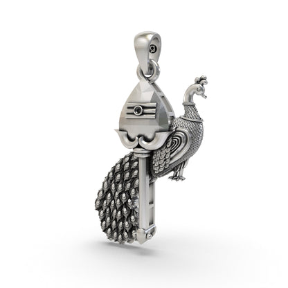925 Silver The Vel with Peacock Pendant – Divine Protection & Power