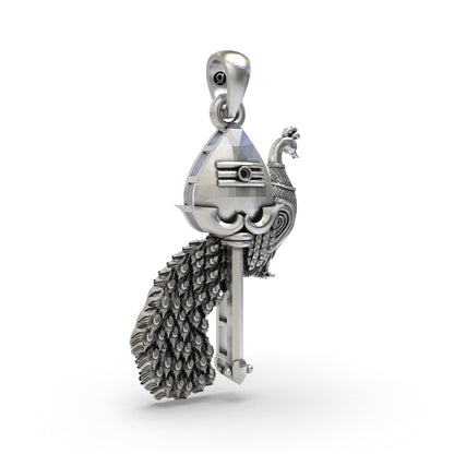 925 Silver The Vel with Peacock Pendant – Divine Protection & Power