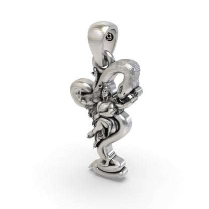 925 Silver Lord Shiva Pendant with Snake | Mahadev Trishul Damru Locket