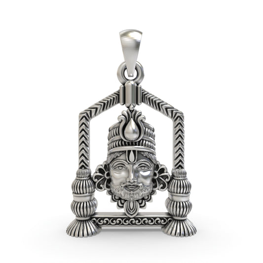 Khatu Shyam Ji Face Pendant in 925 Silver | Spiritual Jewelry for Devotees