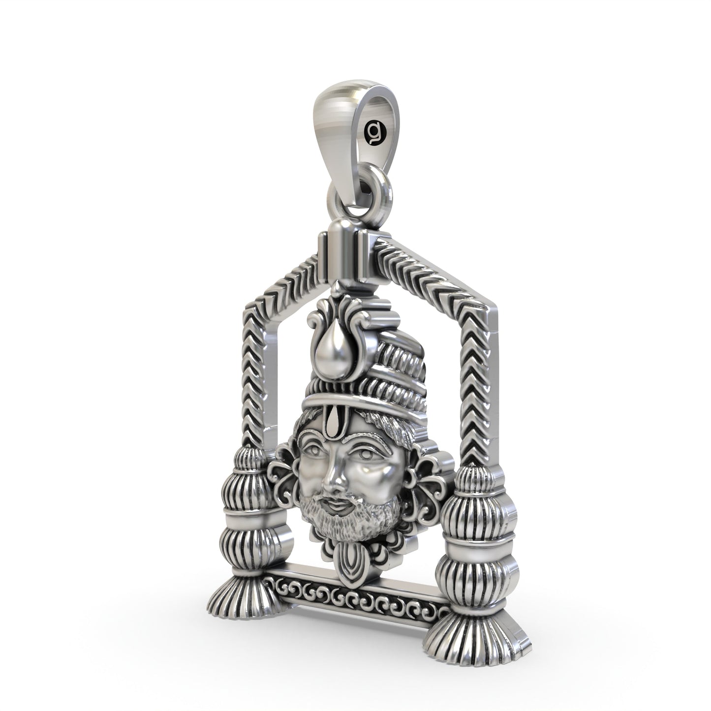 Khatu Shyam Ji Face Pendant in 925 Silver | Spiritual Jewelry for Devotees