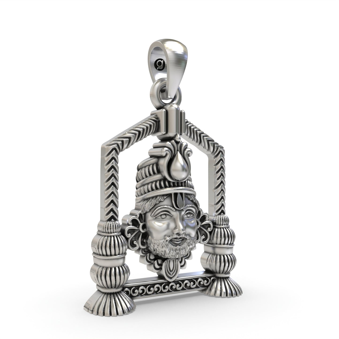 Khatu Shyam Ji Face Pendant in 925 Silver | Spiritual Jewelry for Devotees