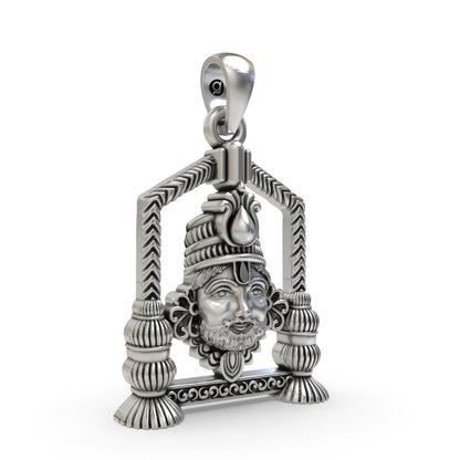 Khatu Shyam Ji Face Pendant in 925 Silver | Spiritual Jewelry for Devotees