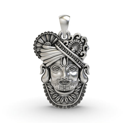 Pure 925 Silver Khatu Shyam Pendant | Handmade Hindu God Jewelry
