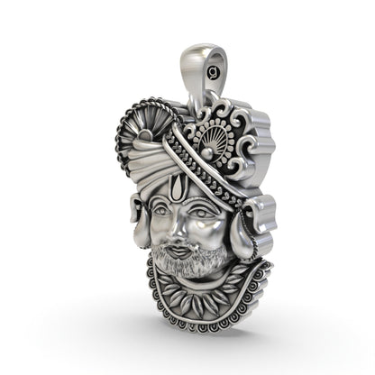 Pure 925 Silver Khatu Shyam Pendant | Handmade Hindu God Jewelry