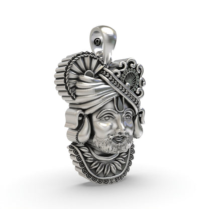 Pure 925 Silver Khatu Shyam Pendant | Handmade Hindu God Jewelry