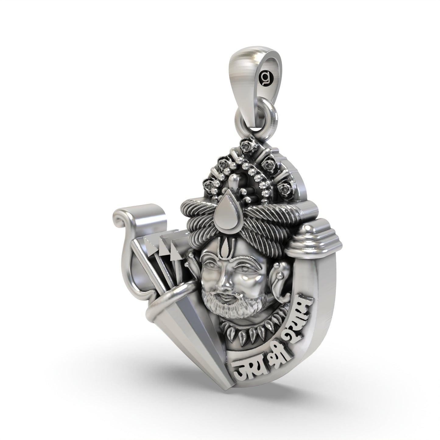 Shri Khatu Shyam Ji Pendant in Sterling Silver | Indian Devotional Pendant