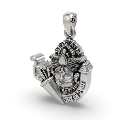 Shri Khatu Shyam Ji Pendant in Sterling Silver | Indian Devotional Pendant