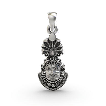 Khatu Shyam Face Pendant | Premium 925 Silver Hindu God Pendant