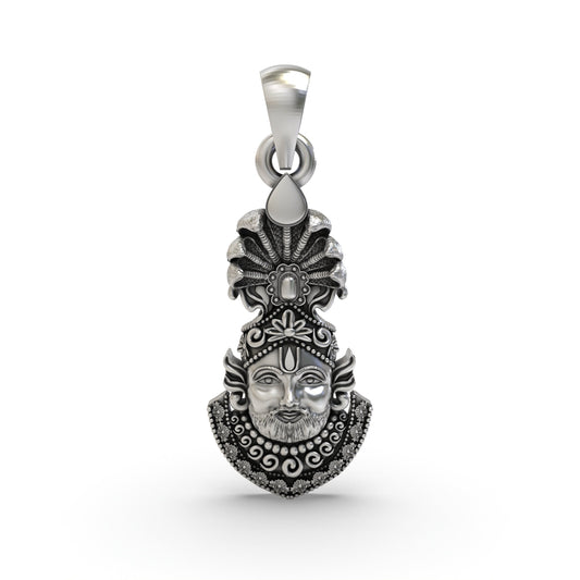 Khatu Shyam Face Pendant | Premium 925 Silver Hindu God Pendant