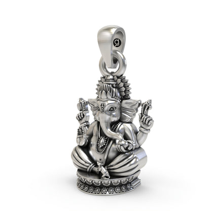 Ganpati Bappa Face Pendant in 925 Silver | Divine Protection Jewelry for Devotees