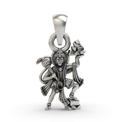 Hanumanji Carrying Sanjeevani Parvat Pendant in 925 Silver | Divine Strength & Devotion Jewelry