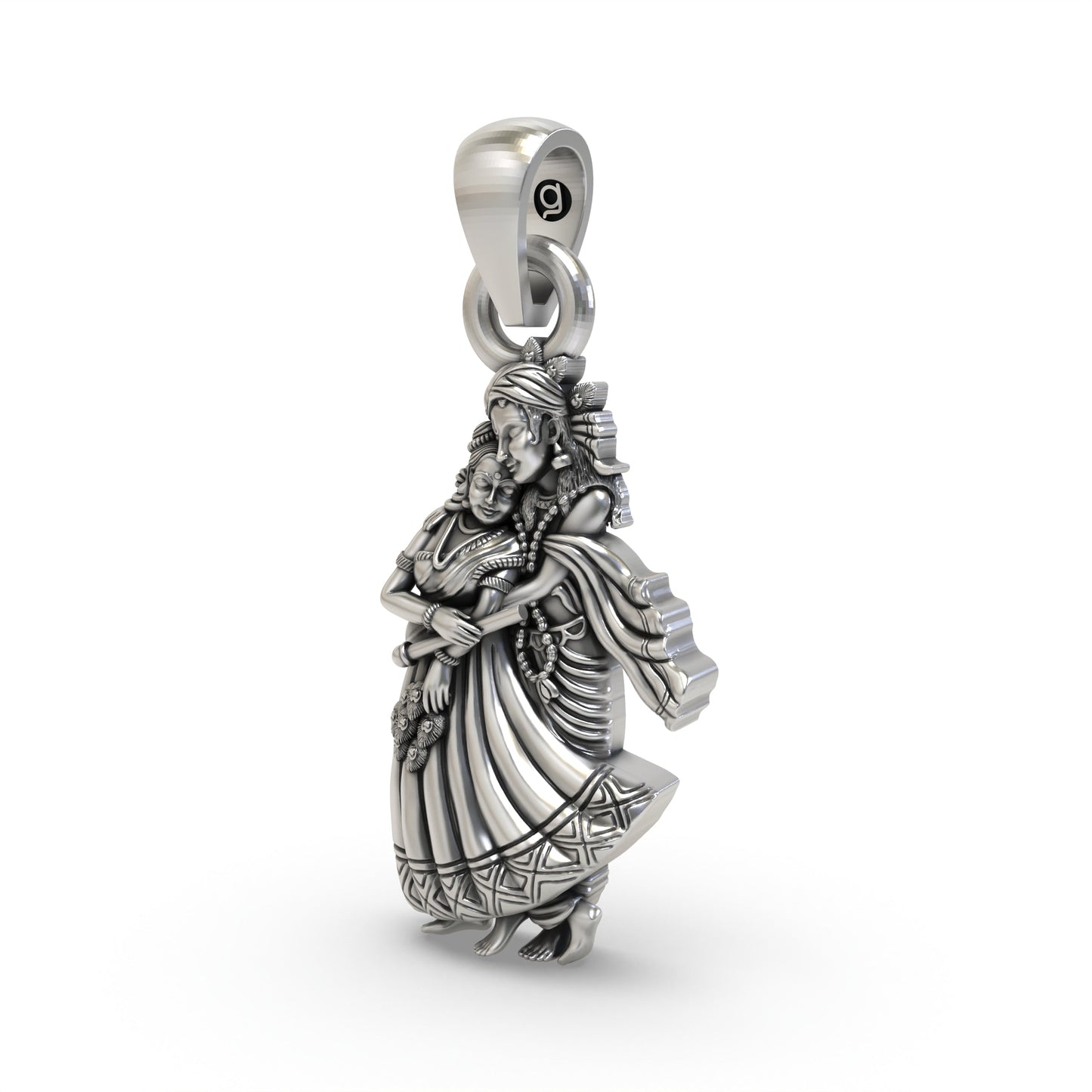 925 Silver Radha Krishna Pendant – Divine Love Couple Jewelry | Handmade Spiritual Gift for Devotees & Festivals
