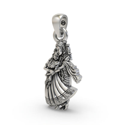 925 Silver Radha Krishna Pendant – Divine Love Couple Jewelry | Handmade Spiritual Gift for Devotees & Festivals