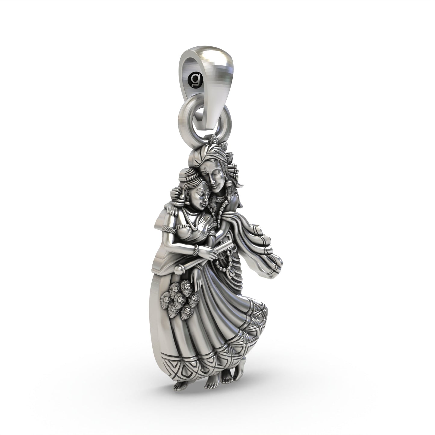 925 Silver Radha Krishna Pendant – Divine Love Couple Jewelry | Handmade Spiritual Gift for Devotees & Festivals