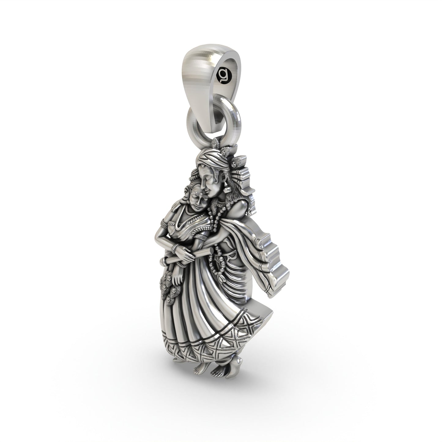 925 Silver Radha Krishna Pendant – Divine Love Couple Jewelry | Handmade Spiritual Gift for Devotees & Festivals