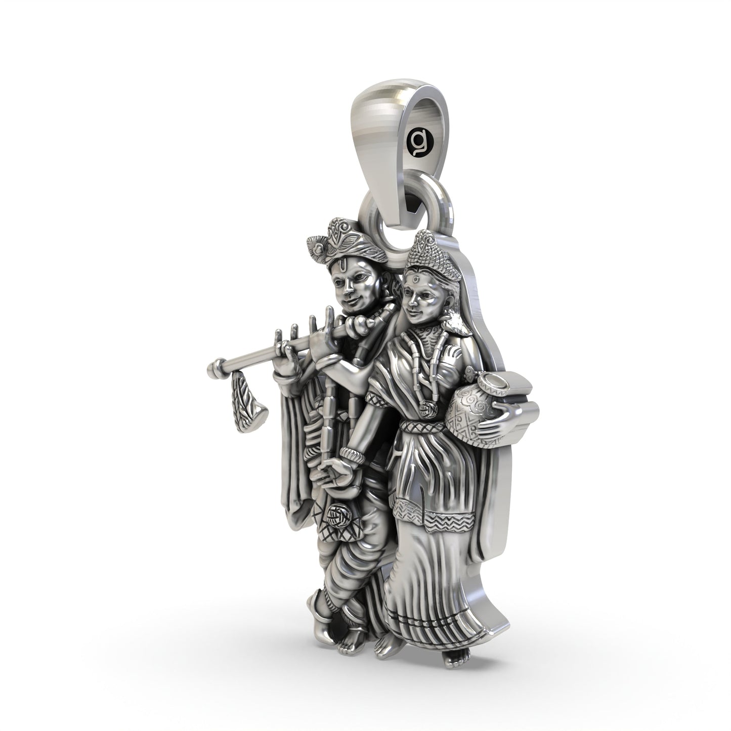 Radha Krishna 925 Silver Pendant – Divine Love Symbol | Handmade Spiritual Jewelry for Devotees & Gifts