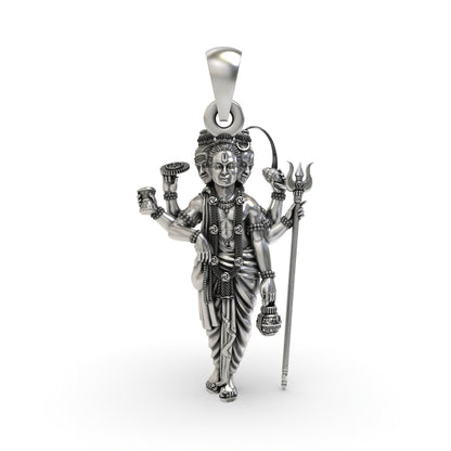 925 Silver Guru Dattatreya Pendant – Tridev Avatar Spiritual Jewelry | Handmade Devotional Pendant for Protection & Wisdom