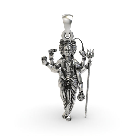 925 Silver Guru Dattatreya Pendant – Tridev Avatar Spiritual Jewelry | Handmade Devotional Pendant for Protection & Wisdom