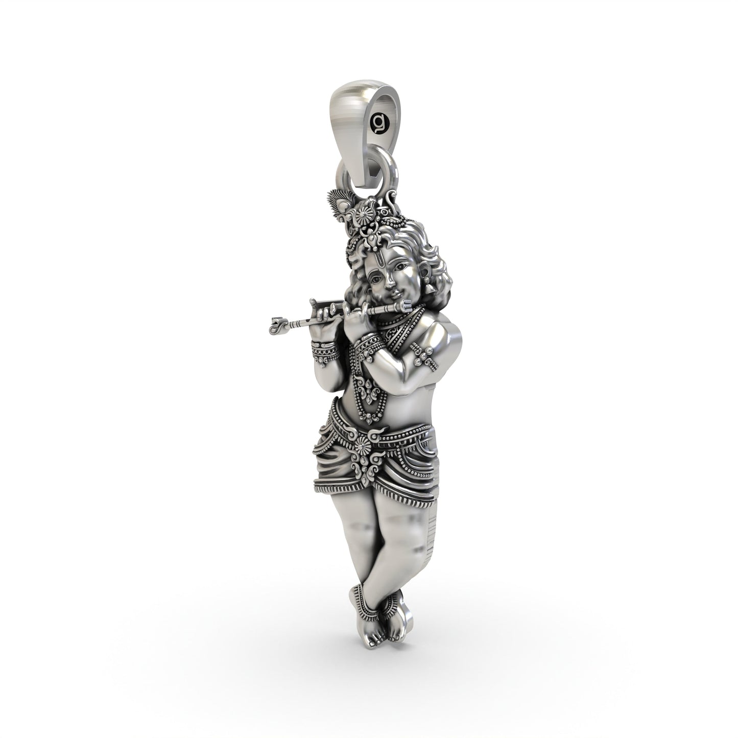 925 Silver Krishna Pendant – Lord Krishna Flute Jewelry | Divine Spiritual Necklace for Devotees & Gifting