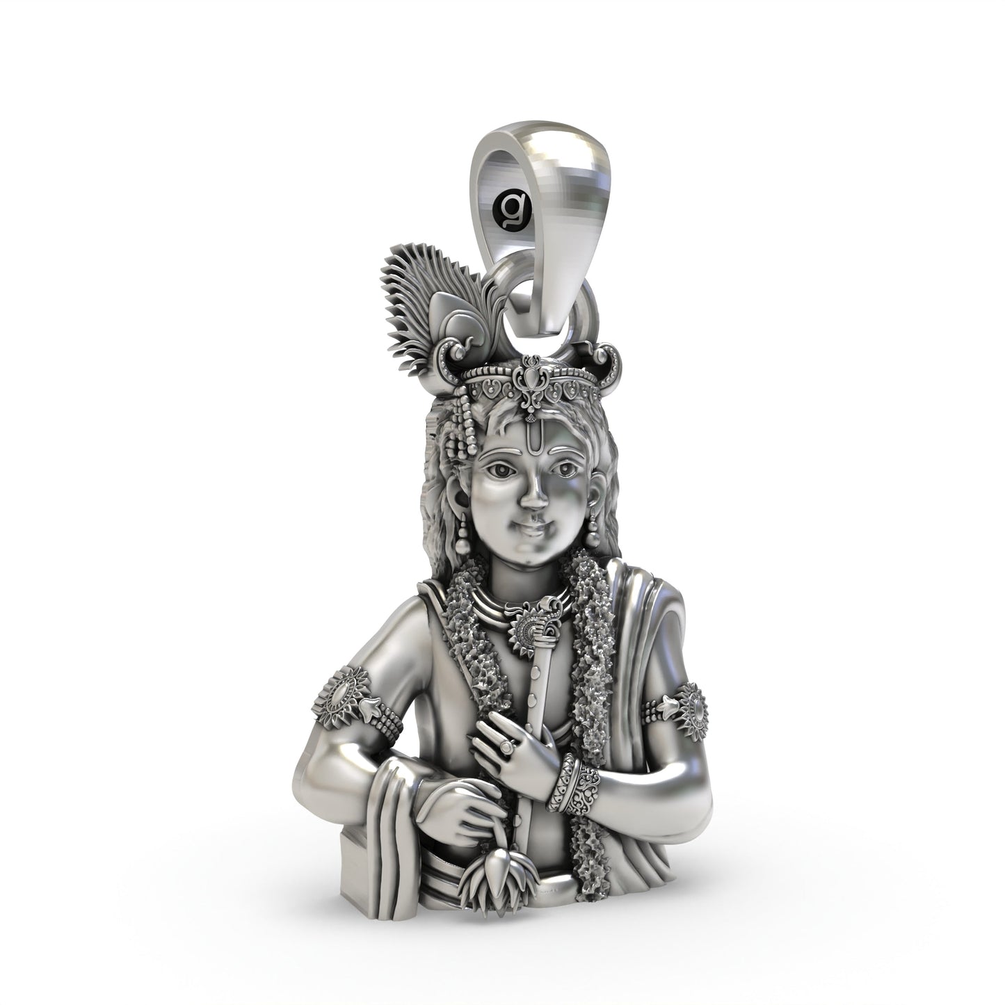 925 Silver Krishna Pendant – Lord Krishna Flute Necklace | Divine Handmade Spiritual Jewelry for Men & Women