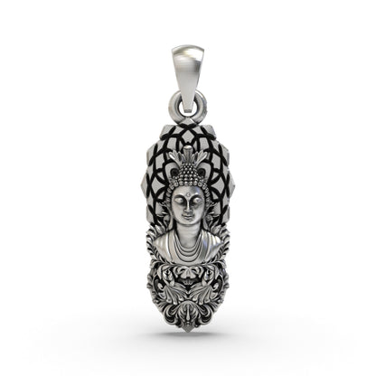 925 Silver Buddha Pendant | Peaceful Meditation Jewelry for Men & Women | Handmade Sterling Silver Buddhist Necklace | Spiritual Zen Charm