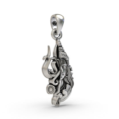 925 Silver Half Trishul Half Shiva Pendant | Lord Shiva Trishul Pendant for Men & Women | Mahadev Jewelry | Spiritual Pendant for Protection & Strength