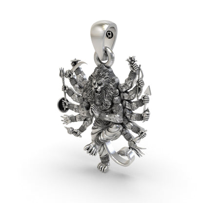 925 Silver Narsimha Bhagwan Pendant | Divine Lord Narsimha Pendant for Protection & Strength | Handcrafted Hindu God Pendant | Spiritual Pendant for Men & Women