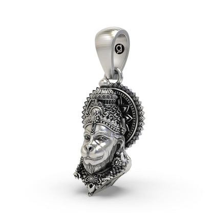 925 Silver Hanumanji Face Pendant – Lord Hanuman Jewelry | Handmade Devotional Pendant for Strength & Protection