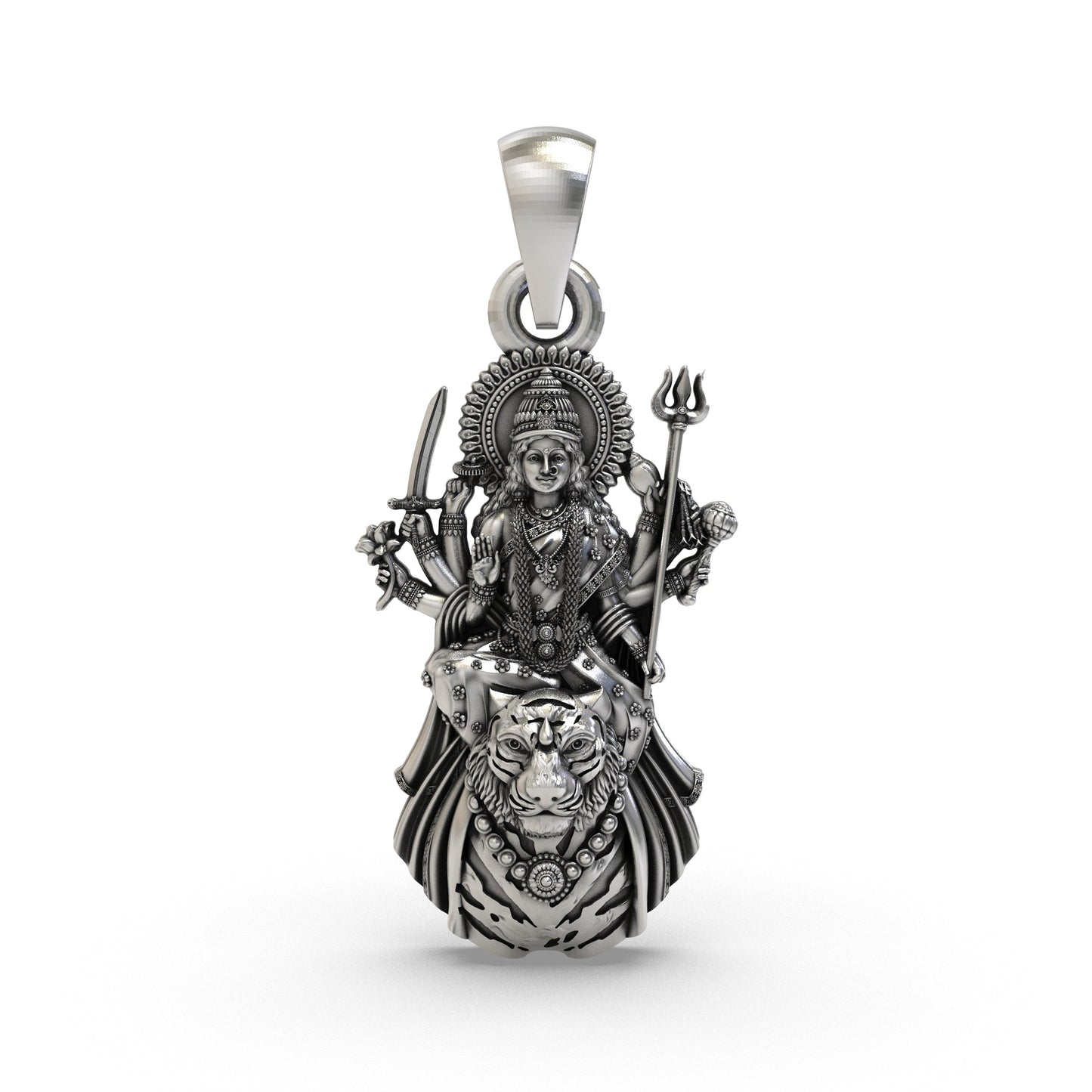 925 Silver Ambemaa Pendant | Goddess Durga Mata Jewelry | Spiritual Hindu Amba Pendant for Protection & Power