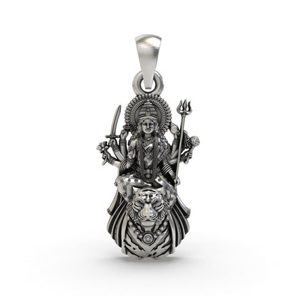925 Silver Ambemaa Pendant | Goddess Durga Mata Jewelry | Spiritual Hindu Amba Pendant for Protection & Power