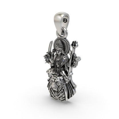 925 Silver Ambemaa Pendant | Goddess Durga Mata Jewelry | Spiritual Hindu Amba Pendant for Protection & Power