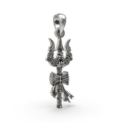 925 Silver Trishul Pendant – Lord Shiva Trident Necklace for Protection, Power & Devotion