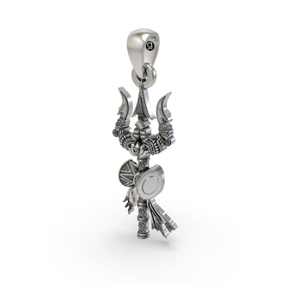 925 Silver Trishul Pendant – Lord Shiva Trident Necklace for Protection, Power & Devotion