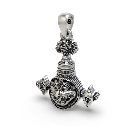 925 Silver Narasimha Pendant with Shankh & Chakra