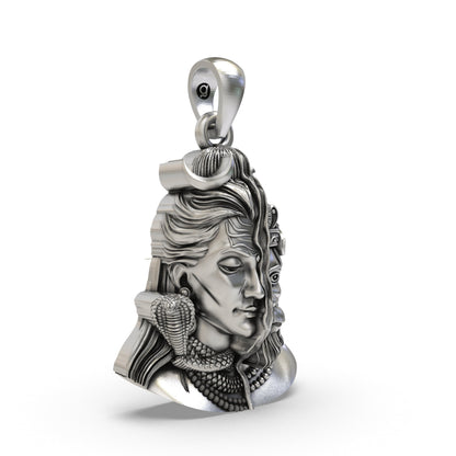 925 Silver Half Shiva Half Hanuman Face Pendant – Ardhanari Veer Devotional Jewelry | Powerful Handmade Spiritual Pendant