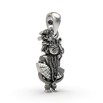 Shri Girdhar Lal Ji 925 Silver Pendant | Handcrafted Hindu God Jewelry | Spiritual Protection & Blessing Amulet