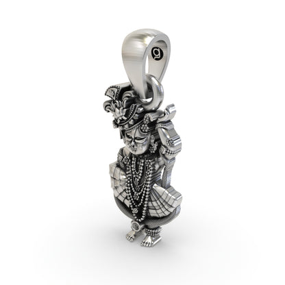 Shri Girdhar Lal Ji 925 Silver Pendant | Handcrafted Hindu God Jewelry | Spiritual Protection & Blessing Amulet