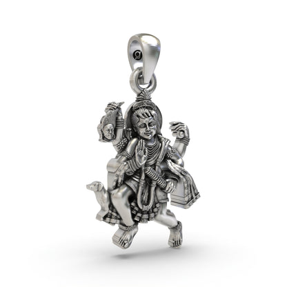 925 Silver Batuk Bhairav Pendant | Hindu God Bhairava Amulet | Spiritual Protection Jewelry