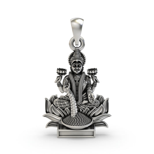 Lakshmi Maa Pendant in 925 Silver | Goddess of Wealth, Prosperity & Blessings | Hindu Spiritual Jewelry