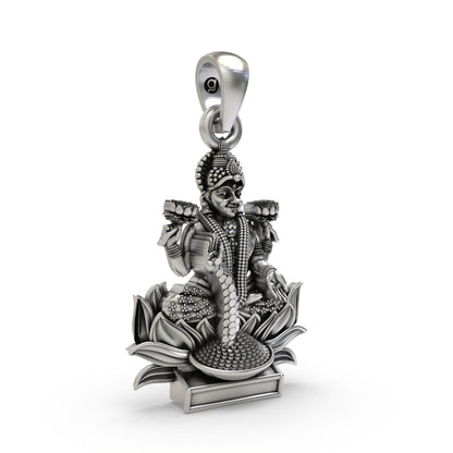 Lakshmi Maa Pendant in 925 Silver | Goddess of Wealth, Prosperity & Blessings | Hindu Spiritual Jewelry