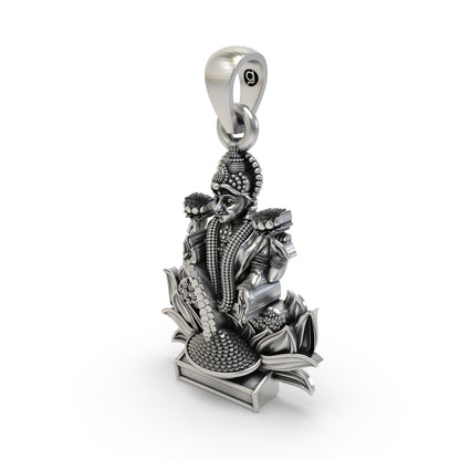 Lakshmi Maa Pendant in 925 Silver | Goddess of Wealth, Prosperity & Blessings | Hindu Spiritual Jewelry