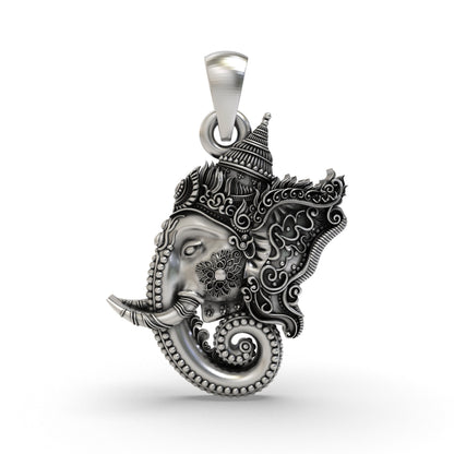 Lord Ganesha Face Pendant in 925 Sterling Silver | Ganapati Jewelry for Protection & Blessings | Handmade Hindu God Pendant