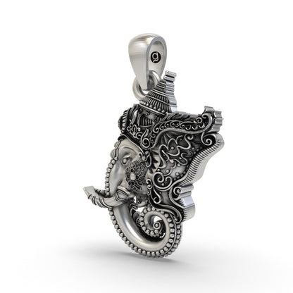Lord Ganesha Face Pendant in 925 Sterling Silver | Ganapati Jewelry for Protection & Blessings | Handmade Hindu God Pendant