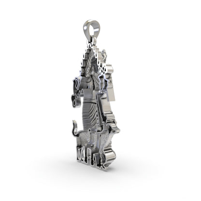 925 Sterling Silver Lord Bhairava Pendant – Kala Bhairav Idol with Trishul, Dog & Damaru