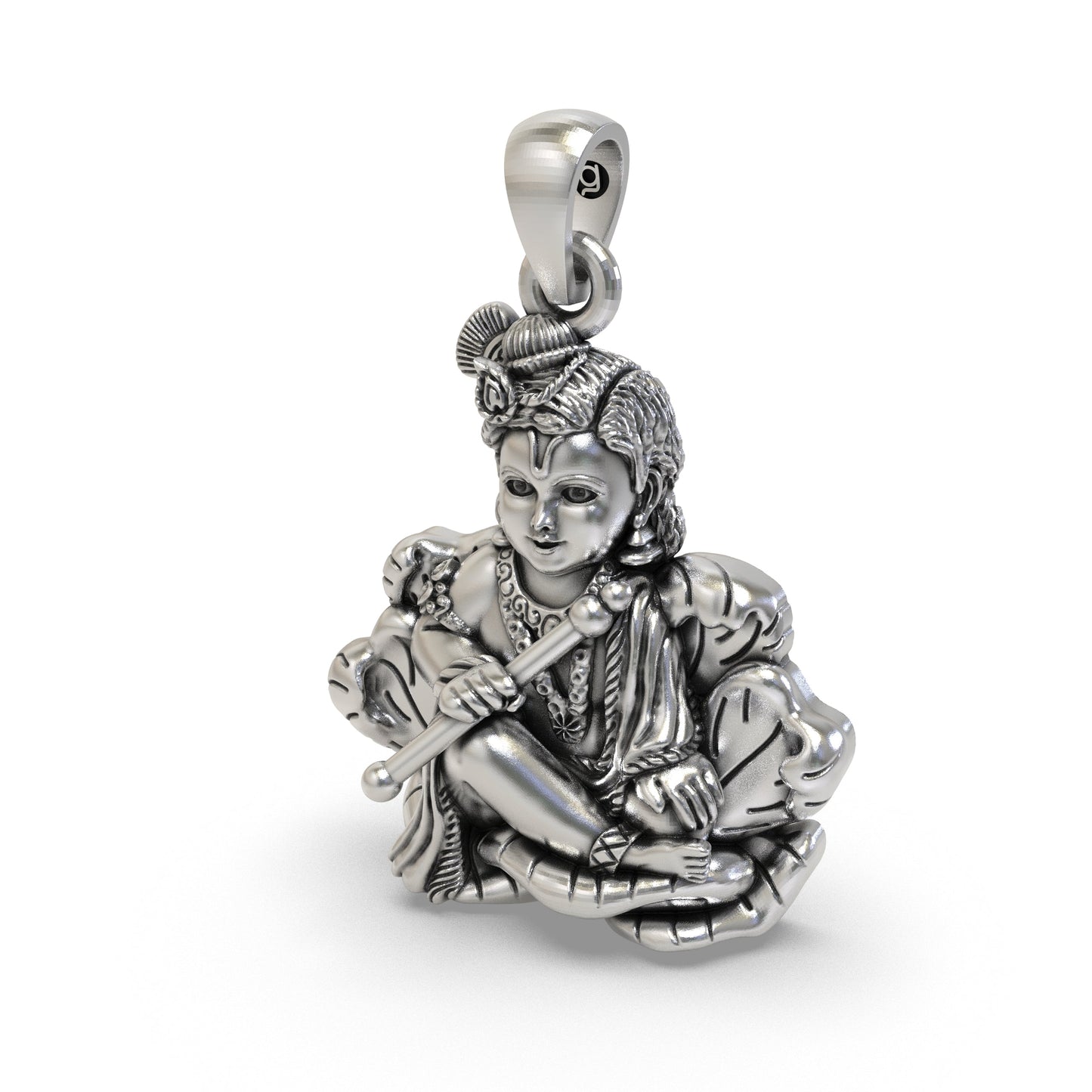 925 Sterling Silver Bal Krishna Pendant — Laddu Gopal Makhan Chor Idol, Handmade Temple Jewellery